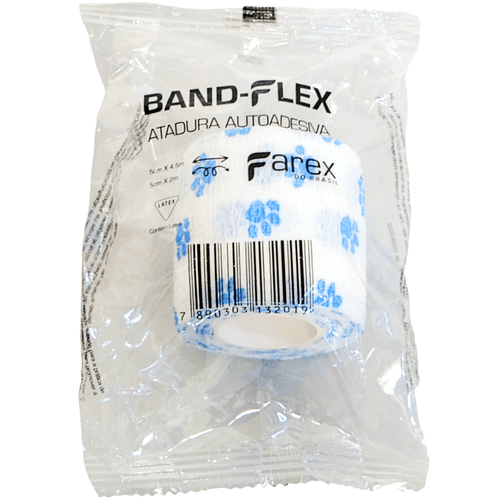 Atadura 5cm Branca Com Patinhas Band-Flex Autoadesiva Para Animais Farex